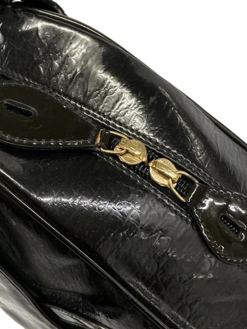 DIOR/ChristianDior Double Saddle Bag Black Patent Leather Handbag - Picture 11 of 15